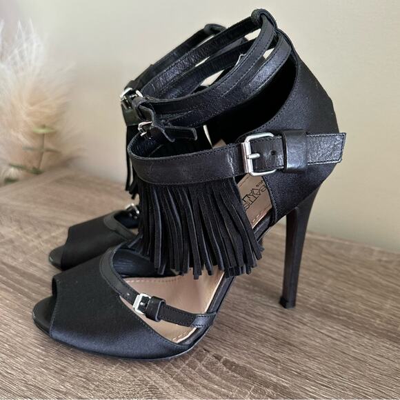 Giambattista Valli Revolve Leather Suede Fringe Ankle Strap Heels 6.5 Mobwife - Picture 4 of 15